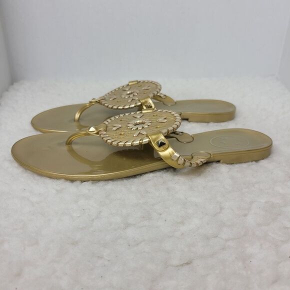 Jack Rogers Sandals Womens Size 8 Gold Georgica Jelly Slip On Flip Flops Shoes - Picture 3 of 9